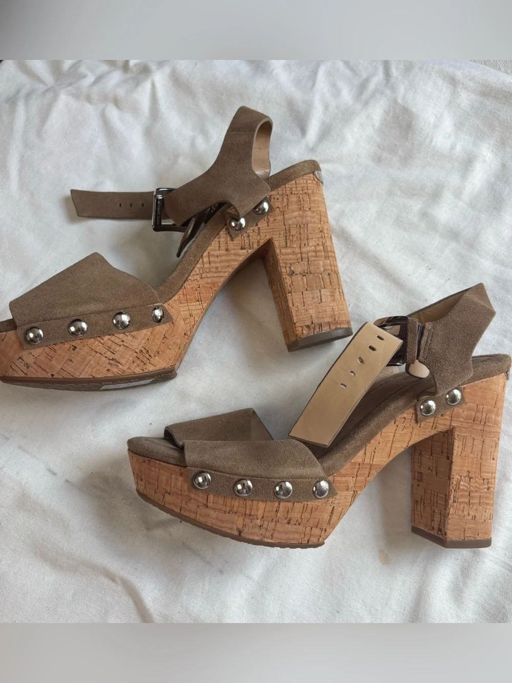 Michael Kors Hayden Tan Suede Cork Platform Sandal